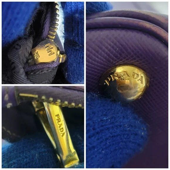 Prada Saffiano Leather Small Galleria Double Zip Tote Satchel Bag Purple - Picture 11 of 15